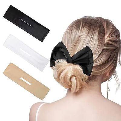 3 Pieces Deft Hair Bun Maker for Twister - Lazy Hair Curler Deft Bun Fashionable Colors Bow Maker, Cute French Twist Easy Bun Hair Bun Maker for Women &amp; Girls Hairstyle (3 PCS (Black, White, Nude))