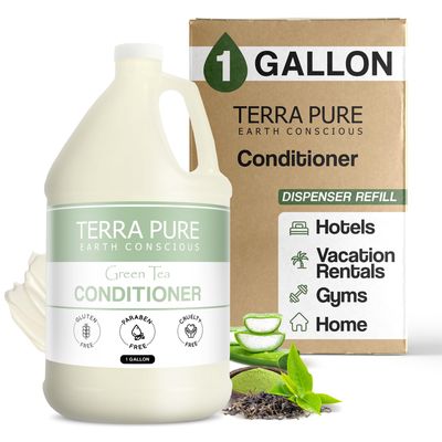 Terra Pure Green Tea Hotel Conditioner | 1 Gallon | for Hospitality &amp; Vacation Rentals to Refill Dispensers | (Single Gallon)