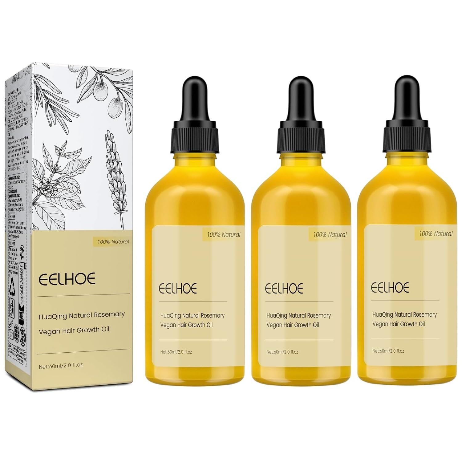 180 ML Eelhoe Hair Growth Oil, Carvenchi Veganic Natural Hair Growth Organic Rosemary Oil for Dry Damaged Hair and Growth Thin Hair.