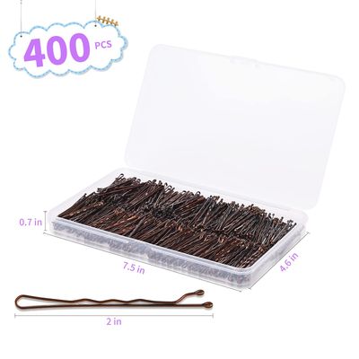 400Pcs Bobby Pins Brown, Cyluer Bobby Pin, 2 Inch Premium Bobby Pins Secure Hold &amp; Pain Free For Women Girls and Kids, Invisible Wave Hair Pins Bulk With Storage Case, Suitable For Various Hairstyles