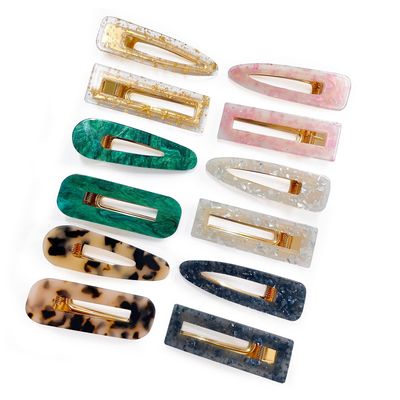 Parcce 12 Pieces Acrylic Resin Marble Hair Clips Set, Decorative Pearls Hair Barrettes Sweet Decorative Bobby Pins Hairpin Headwear Hair Accessories Headwear for Women and Girls