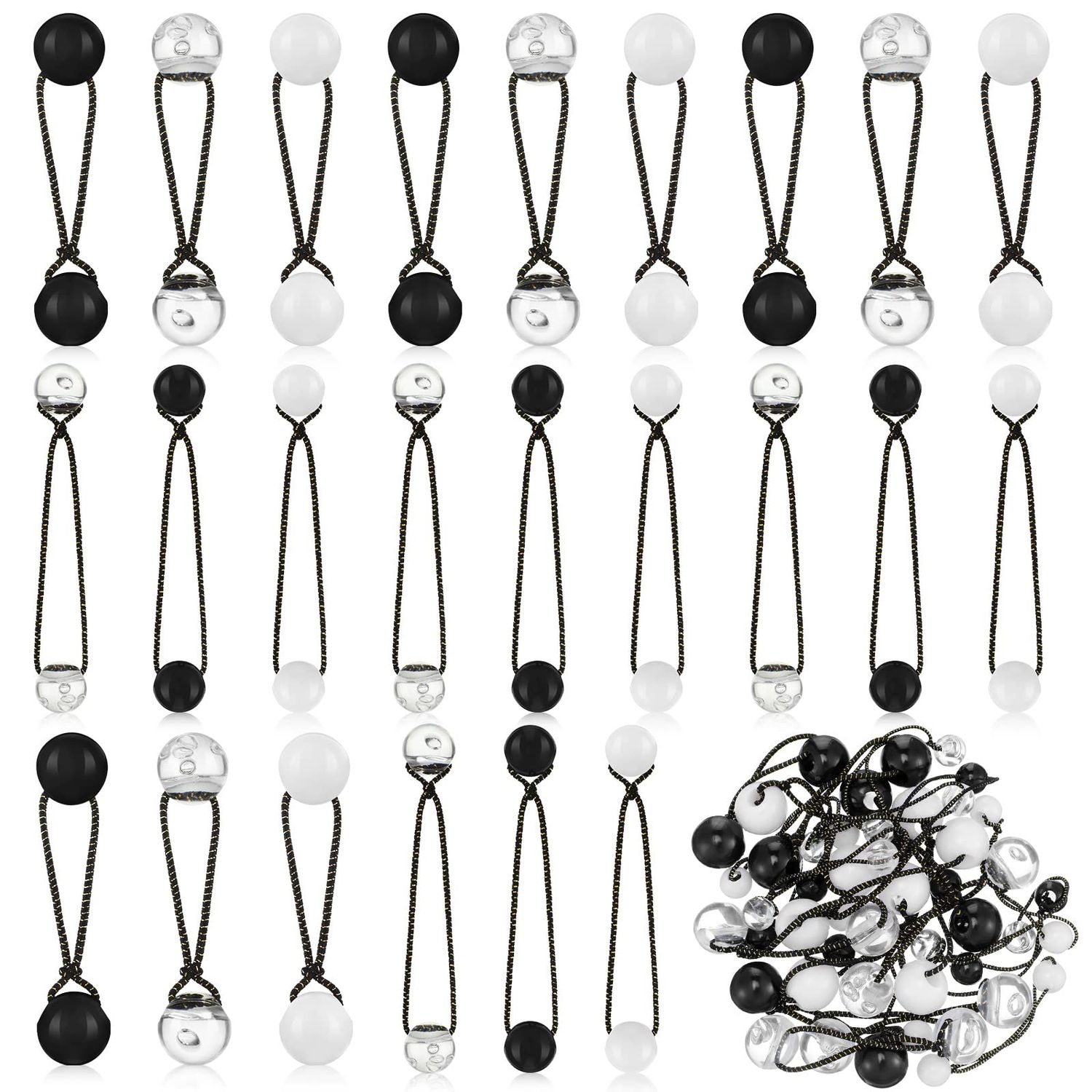 Jutom 24 Pieces Hair Tie Balls 20mm Bubble Ponytail Holders for Girls Double Bead Bubble 80s 90s Hair Balls Tie Elastic Accessories for Baby Toddler(Black and White Series)