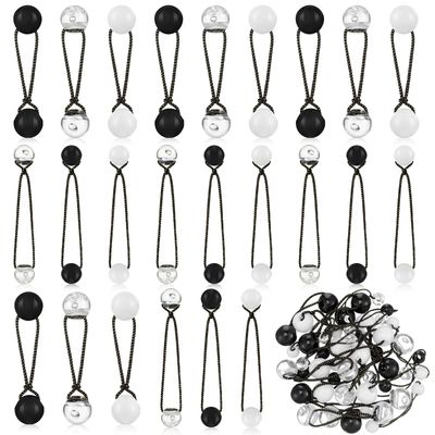 Jutom 24 Pieces Hair Tie Balls 20mm Bubble Ponytail Holders for Girls Double Bead Bubble 80s 90s Hair Balls Tie Elastic Accessories for Baby Toddler(Black and White Series)