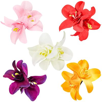 ANRONCH 5 Colors Artificial Flower Hair Clip, Flower Hairpin Hawaiian Plumeria Hairpin for Seaside Holiday, Bridal Hair Accessories Headwear for Woman Girl Lady Kids
