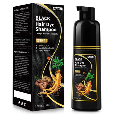 Lazibudgha Black Hair Dye Shampoo, Hair Color Shampoo for Cover Grey Hair, Natural with Herbal Ingredient for Men and Women 150 ML((black)