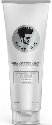 Avenue Man Curl Defining Cream - Improved Formula - Natural &amp; Flexible Hold with Herbal Extracts for All Hair Types - Paraben Free &amp; Sulfate Free