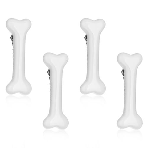 Mabor 4Pcs Bone Hair Clip White Bones Hairpins for Women Girls Hair Accessories for Halloween Cosplay Costume Party Daily Wear Hair Pins for Kids White Dog Bone Alligator Clips