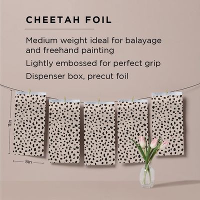 Fromm Pop Up Hair Foils, Cheetah Print Pattern, Cosmetology Supplies, Hairstylist Essentials, Ideal for Highlighting and Coloring, Precut, 5" x 11", 500 Foil Sheets