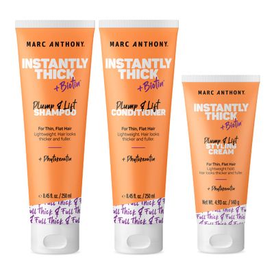 Marc Anthony Instantly Thick Shampoo, Conditioner and Hair Cream Set - Biotin &amp; Aloe for Thicker &amp; Fuller Hair - Volumizing &amp; Thickening, Product for Thin, Fine Hair - Pack of 3, 22 Ounce