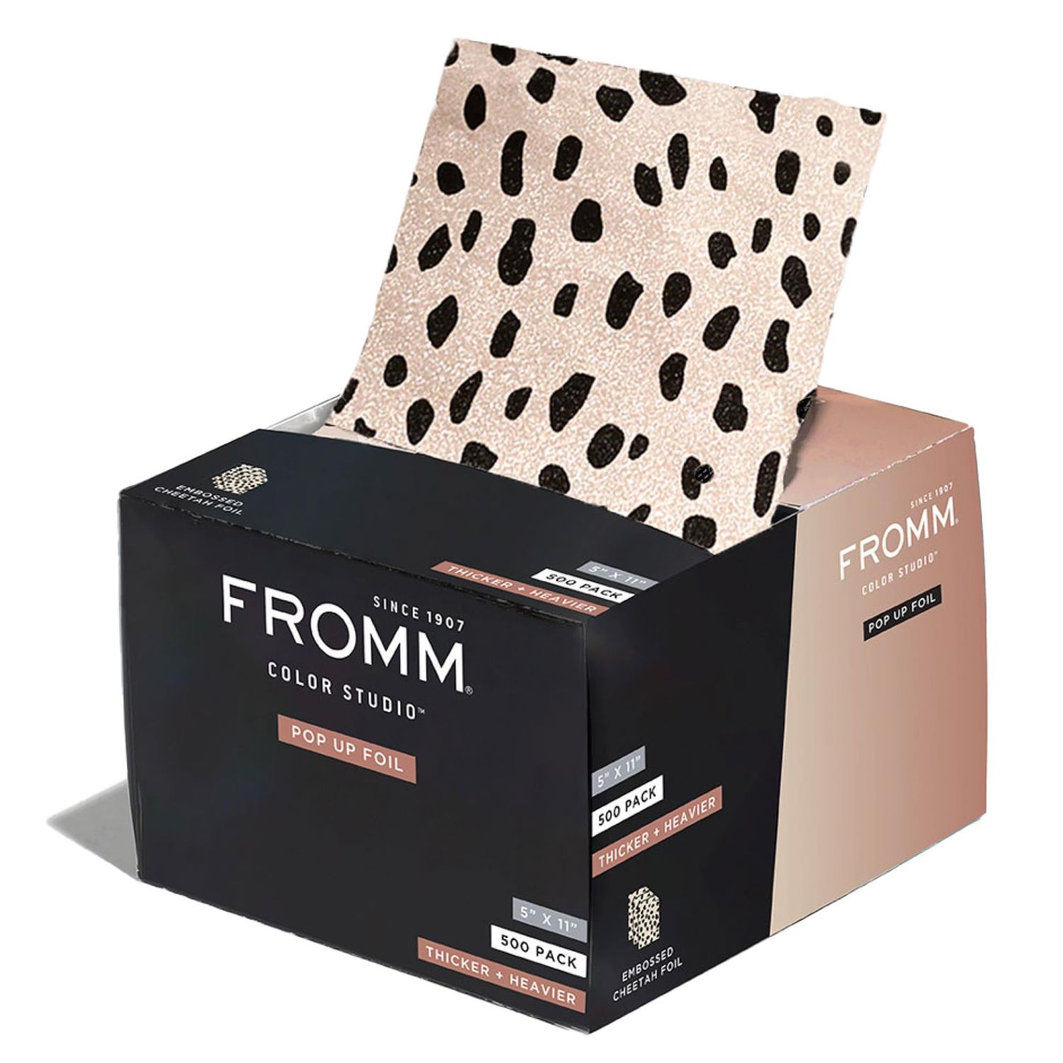 Fromm Pop Up Hair Foils, Cheetah Print Pattern, Cosmetology Supplies, Hairstylist Essentials, Ideal for Highlighting and Coloring, Precut, 5" x 11", 500 Foil Sheets