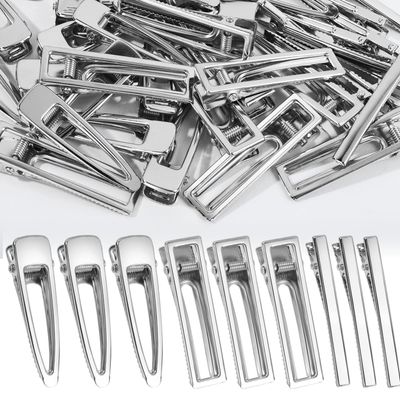 LEOBRO Metal Hair Clips, 50 PCS Alligator Barrettes for Women, Girls, DIY Hair Bows, Silver Crafts Clips