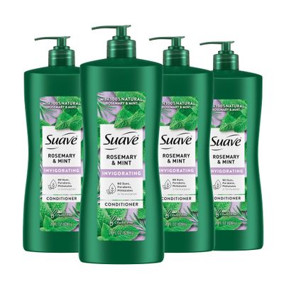 Suave Natural Rosemary &amp; Mint Conditioner, for Strong &amp; Healthy Hair, No Dyes, No Parabens, No Phthalates, 28 oz Pack of 4