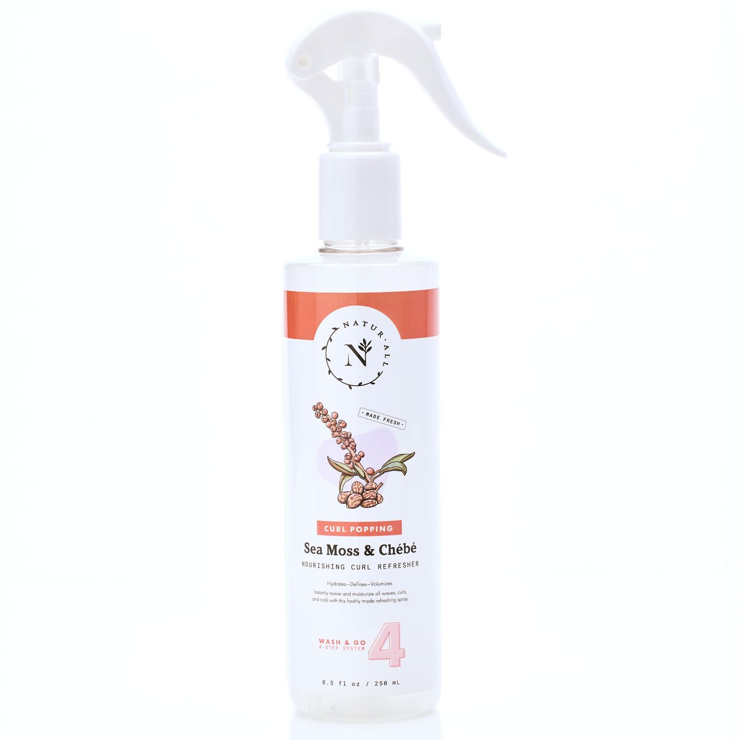 NaturAll Sea Moss &amp; Chebe 8.5 Oz Curl Refresher Spray for Curly Hair, Coils and Waves - All Natural Sulfate Free, Silicone Free, Hydrating &amp; Nourishing Hair Mist for Women &amp; Men