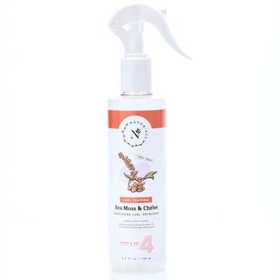 NaturAll Sea Moss &amp; Chebe 8.5 Oz Curl Refresher Spray for Curly Hair, Coils and Waves - All Natural Sulfate Free, Silicone Free, Hydrating &amp; Nourishing Hair Mist for Women &amp; Men