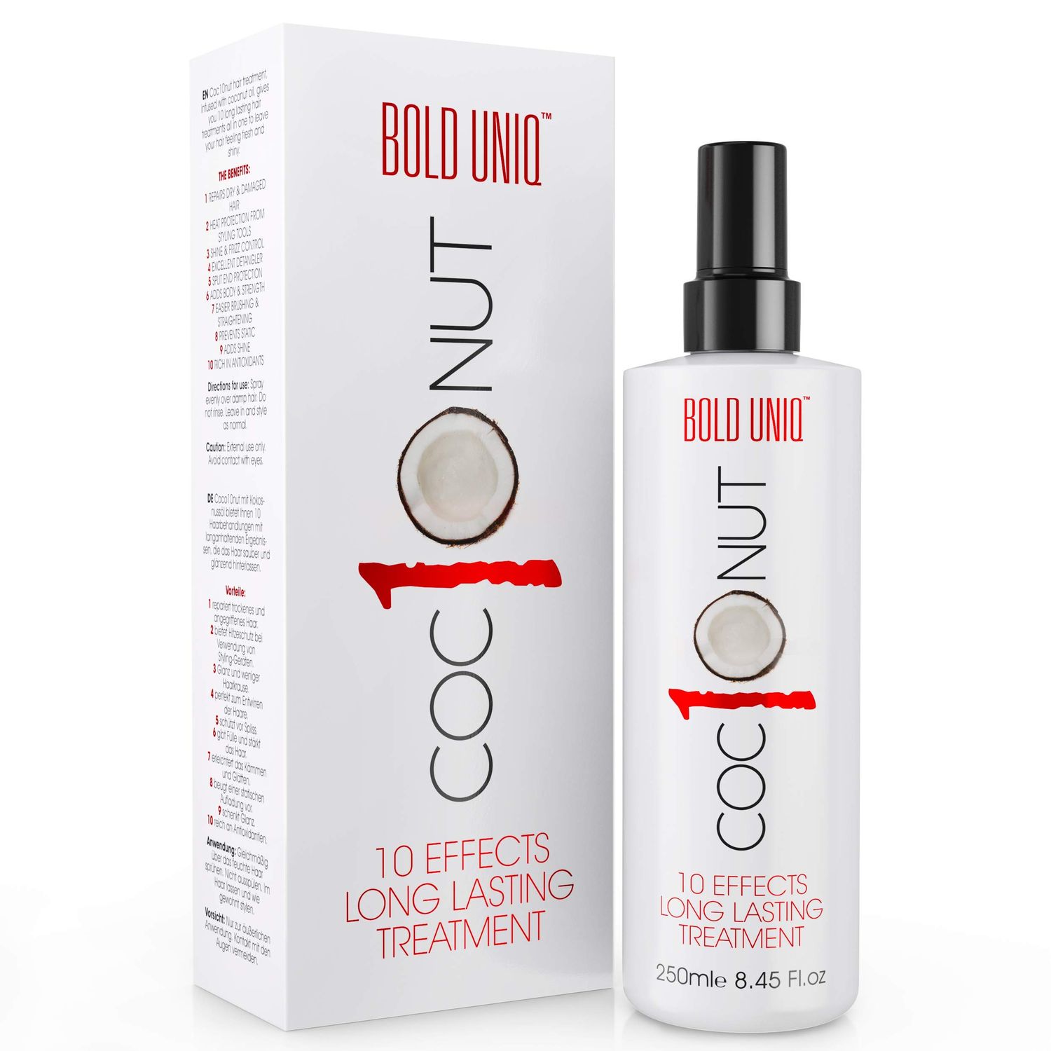 Coconut Thermal Protection Spray - Prevents Frizz and Split Ends for All Hair Types - Heat Defense Up To 450F - 8.45fl.oz