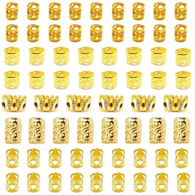 Gold Hair Jewelry Braid, Tuefuzy 100 Pcs Hair Accessory, Hair Dreadlock Accessory Braid, Metal Gold Braids Rings Cuffs Clips for Dreadlock Accessory Jewelry Decorations