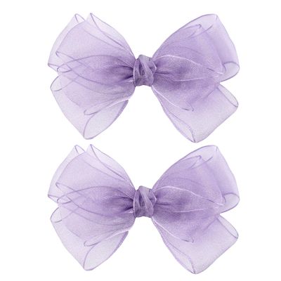 5.5-Inch Organza Double Hair Bows Alligator Clips Hair Accessories for Girls Toddler Kids Children Teens -Purple