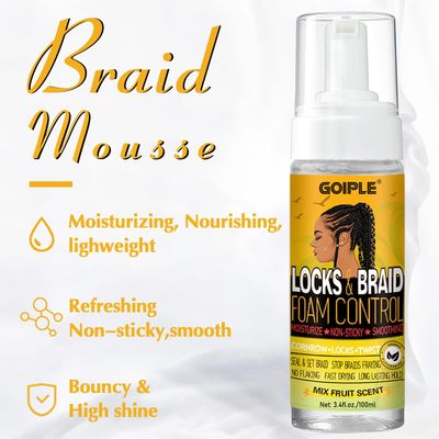 Braid Foam Control Mousse Braiding Mousse for Braids Twist, Locs, No Flake Mousse for Braids Style and Moisturizes, Rosemary Oil for Hair Growth Hair Mousse for Braids Easy to Apply with Sleep Bonnets