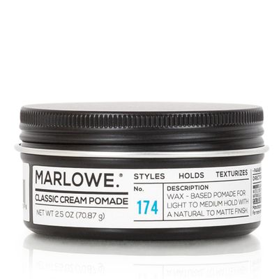 MARLOWE. No. 174 Classic Cream Pomade for Men 2.5 oz, Wax-Based Light to Medium Hold, Natural to Matte Finish, Conditioning Coconut Oil &amp; Shea Butter, Original Pine &amp; Agarwood Scent