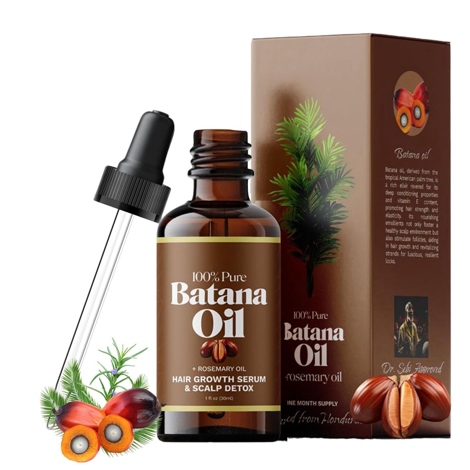 Batana Oil for Hair Growth, Upgrade 100% Natural Raw Batana Oil Unrefined Natural Batana Oil Revitalized Hair Strength - Promotes Hair Thickness for Women &amp; Men Hair Care Oil, 30ML (1Pcs)