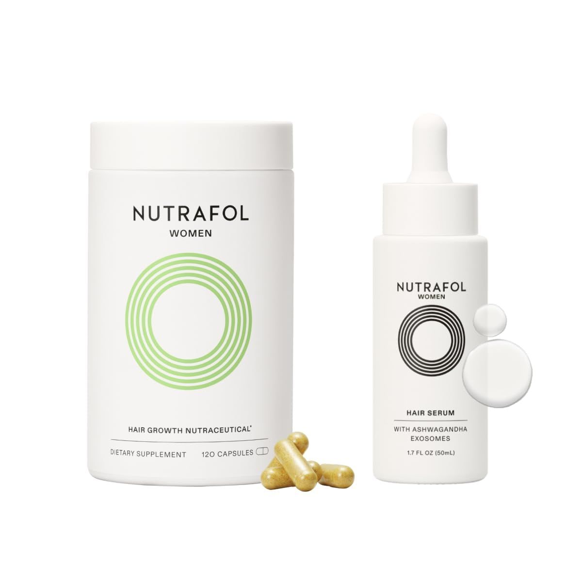 Nutrafol Women&#39;s Hair Growth Supplements and Hair Serum, Ages 18-44, Clinically Tested for Visible Thickness and Strength - 1 Month Supply, 1.7 Fl Oz Bottle