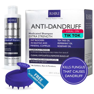 Anti Dandruff Shampoo for Men &amp; Women | Extra Strength Medicated Shampoo with 2% Salicylic Acid and Tea Tree Oil for Itchy, Dry Scalp, Flakes and Build-Up | Sulfate Free 200ml