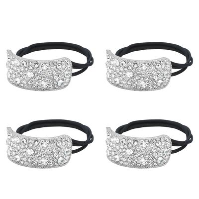 YISSION 4Pcs Sparkly Rhinestone Hair Ties Ponytail Holder Elastics Scrunchies Fancy Crystal Hair Ties for Thin Thick Hair Rhinestone Hair Accessories for Women Girls Silver