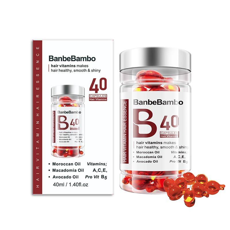 BanbeBambo Hair Care Serum Oil, Conditioner for Frizzy Dry Damaged,Smoothing Serum, Argan Moroccan &amp; Avocado Oil,Hair Care for Man&amp;Woman,Apply Leave-in Capsules to Dry Damaged Hair as mask-1.4 fl.oz
