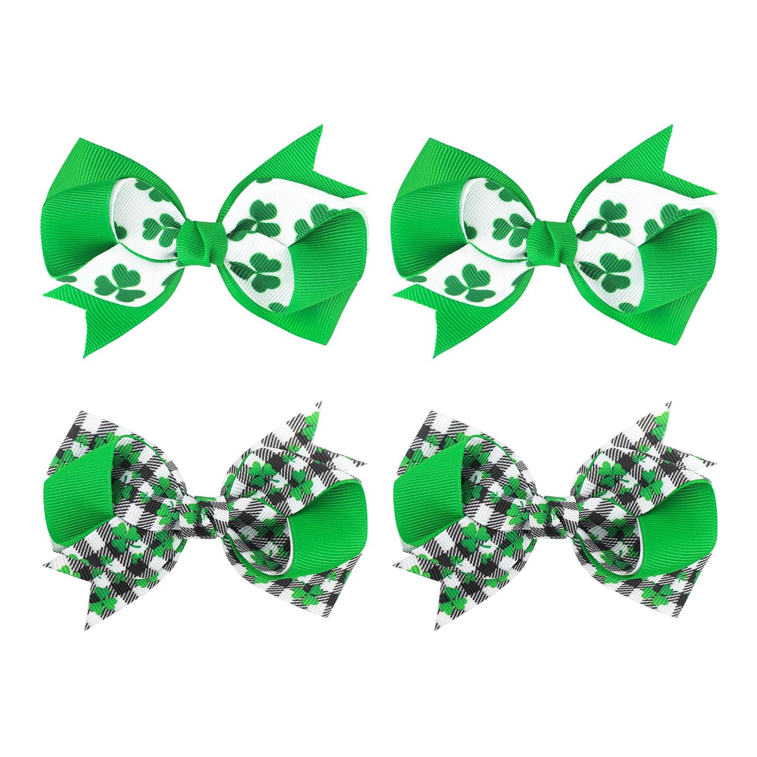 YanJie St. Patrick&#39;s Day Hair Bows Clips Green Shamrock Hairband Glitter Clover Alligator Clips Girls Hair Bows Lucky Irish Party Accessories Gift