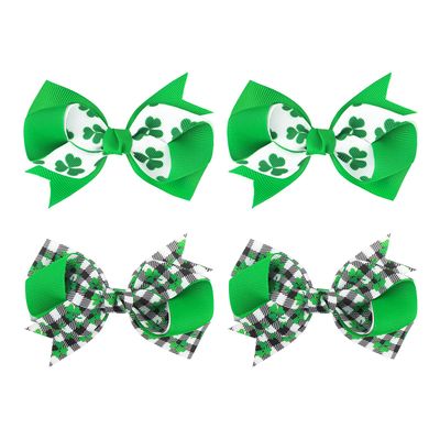 YanJie St. Patrick&#39;s Day Hair Bows Clips Green Shamrock Hairband Glitter Clover Alligator Clips Girls Hair Bows Lucky Irish Party Accessories Gift