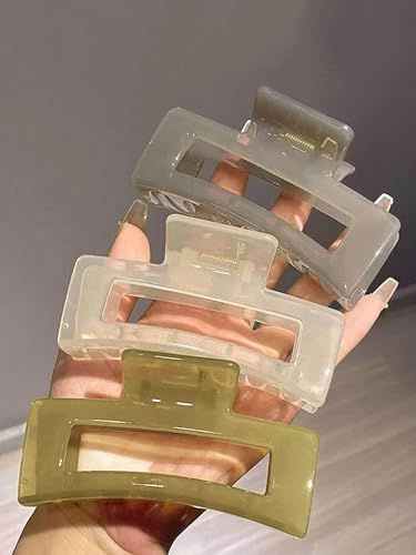 Extra Large Hair Claw Clips for Women, 5 Inch Unbreakable Large Rectangle Claw Clips for Thick Hair Neutral Huge Hair Clips Non-slip Hair Claws Tight Strong Hold Hair Claw for Women Girls 4 Packs