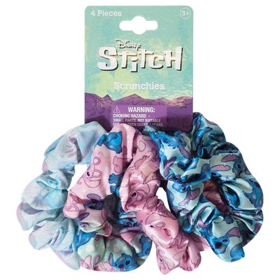 LUV HER Disney Stitch Scrunchies for Girls of All Ages - 4 Large Hair Scrunchies for Girls - 4 Printed Scrunchies with Your Favorite Characters - Hair Accessories for girls 3+