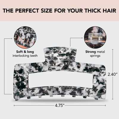 Kitsch Recycled Plastic Large Claw Clip, Big Open Shape Hair Clips for Women, Large Hair Claw Clips &amp; Jaw Clips, Big Claw Clips for Thick Hair, (1pc, Black)