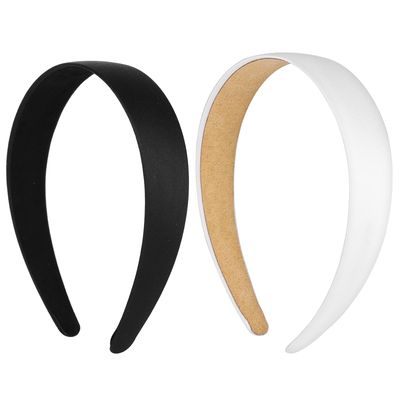 WLLHYF 2 Pieces Satin Headbands 1 Inch Wide Hard Head Band Fashion Solid Headband Anti-slip Plain Hair Bands Diy Hair Accessories for Women Girls Halloween Christmas Valentine&#39;s Day