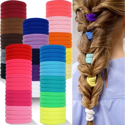 CLLOT 100PCS Hair Ties for Women,No Crease Elastic Hair Ties,4cm in Diameter Seamless Nylon Hair Bands Normal Ponytail Holders Hair Ties for Girls Toddlers Kids and Children