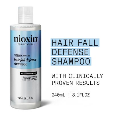 Nioxin Hair Fall Defense Shampoo | Activates Hair Follicles for Visibly Less Hair Loss| With Lauric Acid, Caffeine, Niacinamide and Sandalore| 8.1 Fl Oz