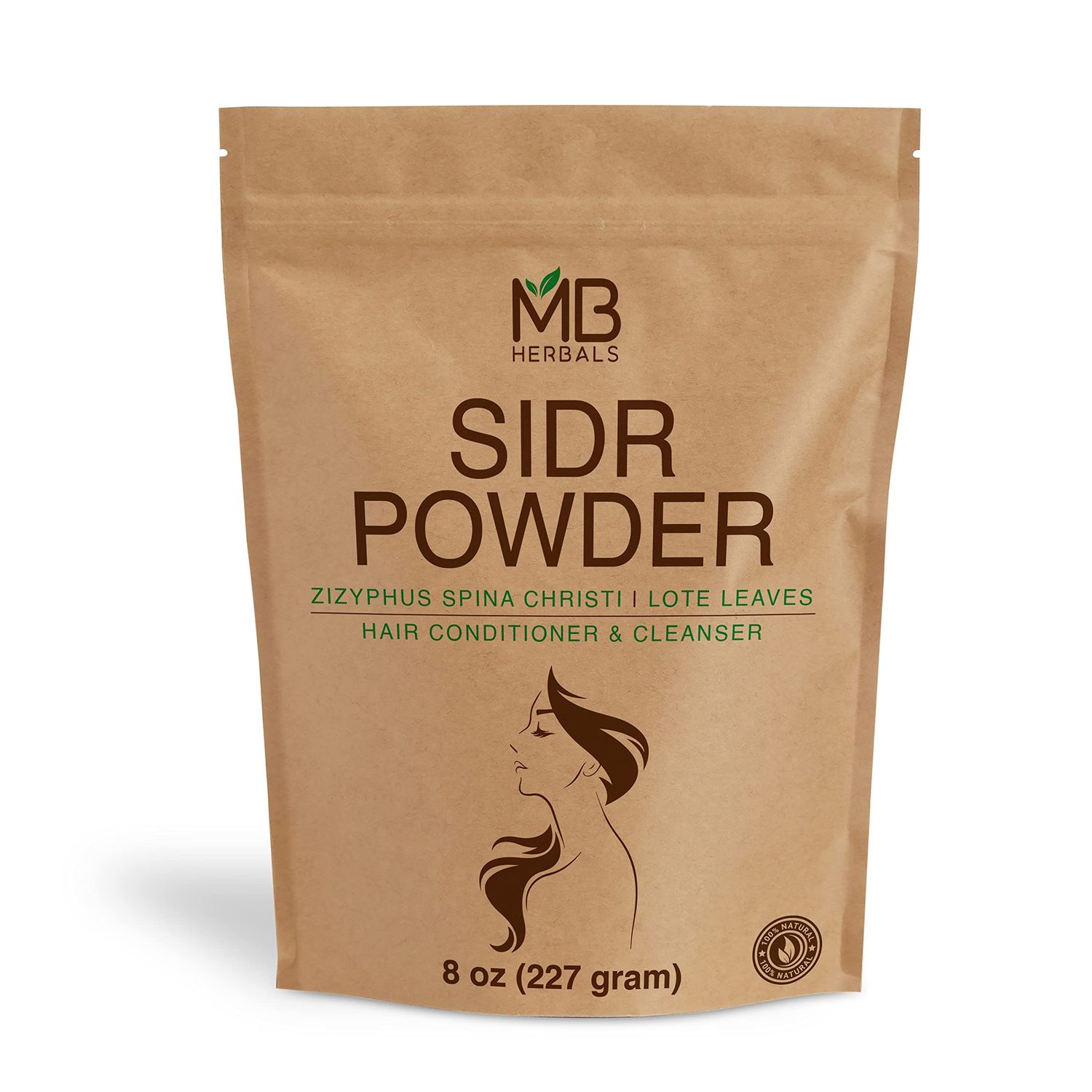MB Herbals Sidr Powder 8 oz / 0.5 Pound (227 Gram) | WildCrafted | Seder Lote Leaves | Ziziphus Spina Christi | Natural Hair Conditioner &amp; Cleanser | Sidr 99.5%, Neem 0.5%