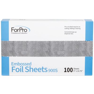 ForPro Professional Collection Embossed Foil Sheets 900S, Aluminum Foil, Pop-Up Dispenser, for Hair Color Application and Highlighting Services, Food Safe, 9 W x 10.75 L, 100-Count