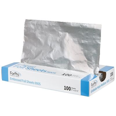 ForPro Professional Collection Embossed Foil Sheets 900S, Aluminum Foil, Pop-Up Dispenser, for Hair Color Application and Highlighting Services, Food Safe, 9 W x 10.75 L, 100-Count