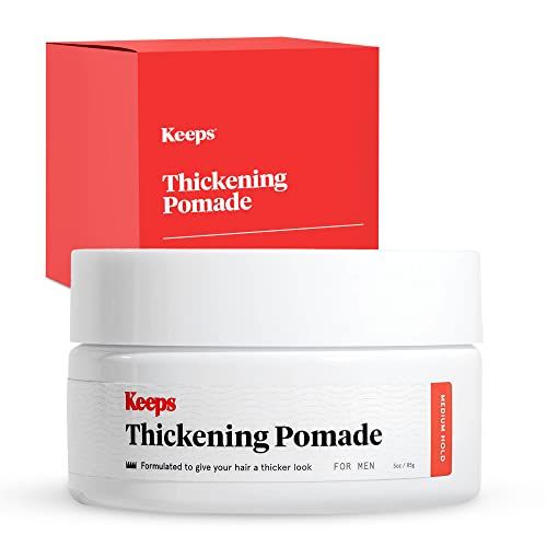 Keeps Matte Thickening Pomade for Men - Natural Ingredients for Fuller Hair: Biotin, Caffeine, Green Tea &amp; Saw Palmetto - All-Day Medium Hold for All Styles