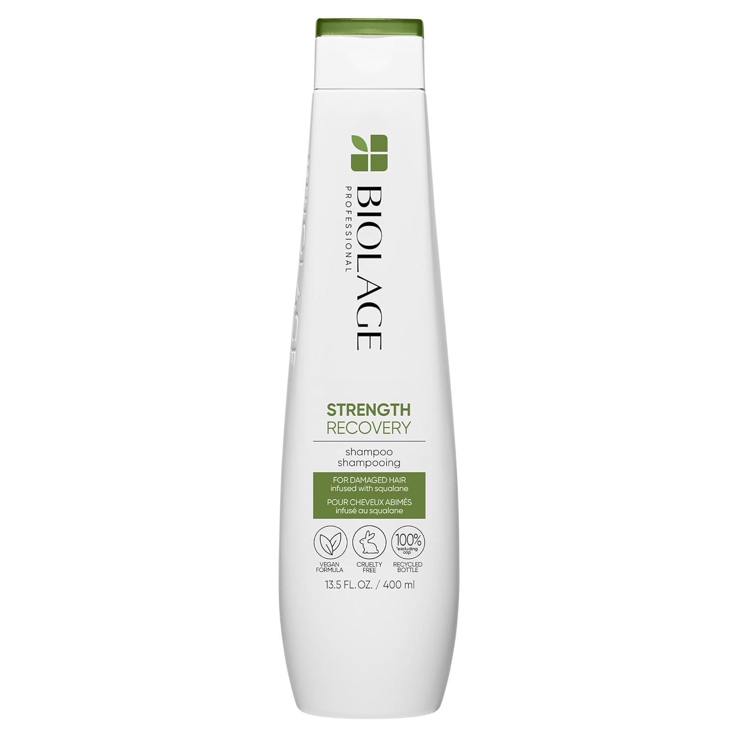 Biolage Strength Recovery Shampoo - Reduces Breakage &amp; Detangles, For Damaged Hair, With Olive Squalane &amp; Vegan Proteins, Paraben &amp; Mineral Oil-Free 13.5 Fl Oz, Packaging May Vary