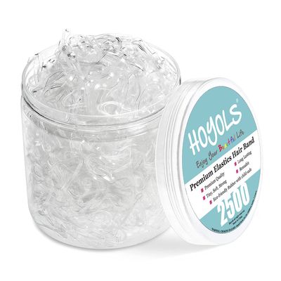 HOYOLS Clear Elastic Hair Bands, 2500 Small Rubber Bands Braids for Girls Kids Women Non-Slip Tiny Soft Hair Ties Accessories Value Pack TPR