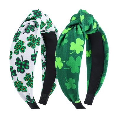 YanJie Knotted Clover Shamrock Headbands - Wide Hair Bands for Women and Girls, St. Patrick&#39;s Day Party Gifts