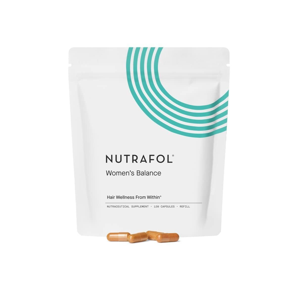 Nutrafol Women&#39;s Balance Hair Growth Supplements, Ages 45 and Up, Clinically Proven for Visibly Thicker Hair and Scalp Coverage in 3-6 Months, Dermatologist Recommended - 1 Month Supply Refill Pouch