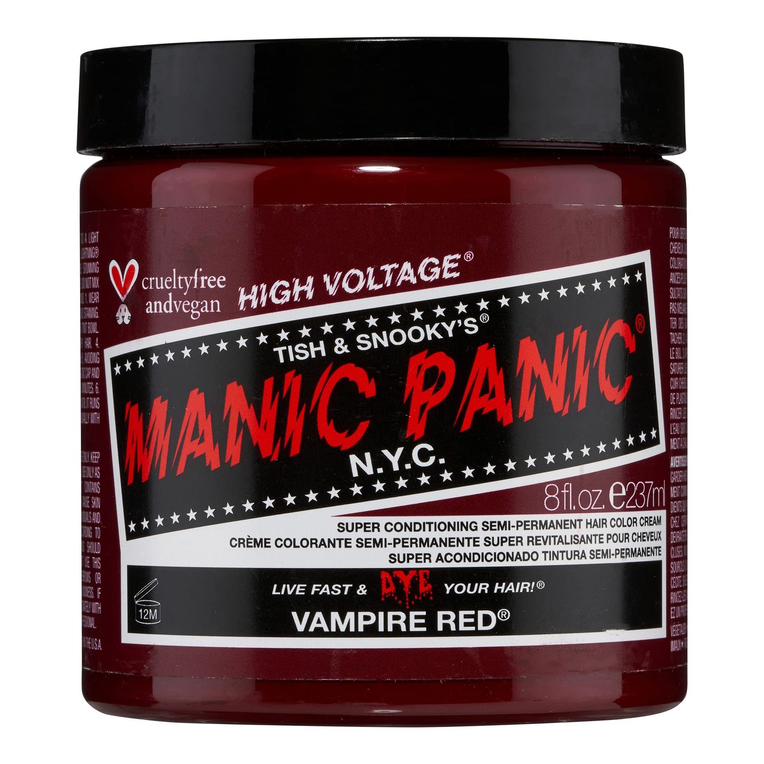 MANIC PANIC Classic Vampire Red Semi Permanent Hair Color - Deep Blood Red Hair Dye for Women &amp; Men That Lasts 4-6 Weeks - Vegan, Ammonia &amp; Cruelty-Free - Create &amp; Mix Custom Shades (8oz)