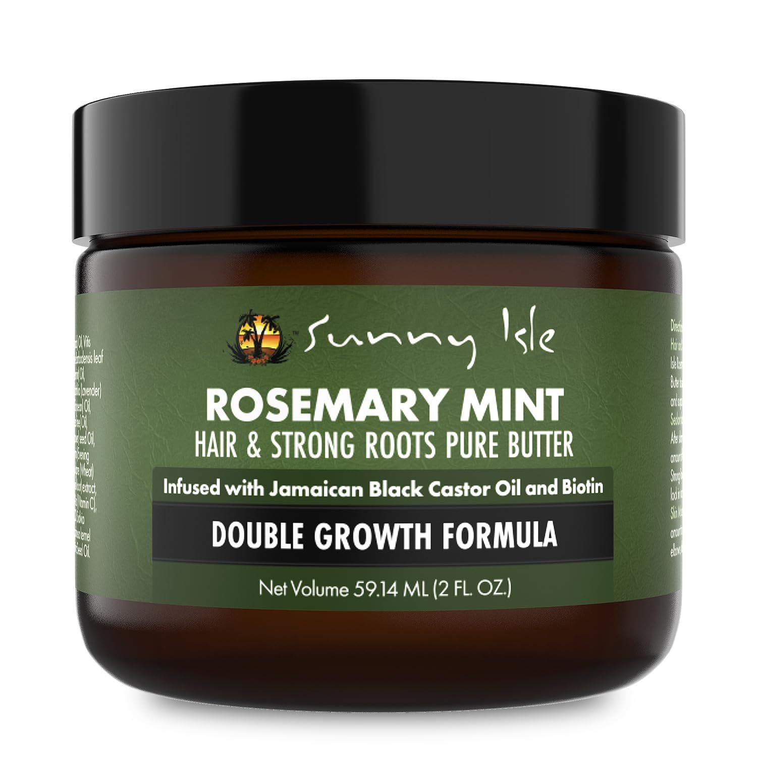 Sunny Isle Rosemary Mint Hair and Strong Roots Butter 2oz | Infused with Biotin &amp; Jamaican Black Castor Oil | Strengthen and Nourish Hair | Dry Scalp, Split Ends