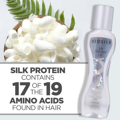 BioSilk Silk Therapy Lite, Leave-In Reconstructing Treatment To Smooth Fine &amp; Thin Hair, Sulfate, Paraben &amp; Cruelty-Free, 2.26 Oz