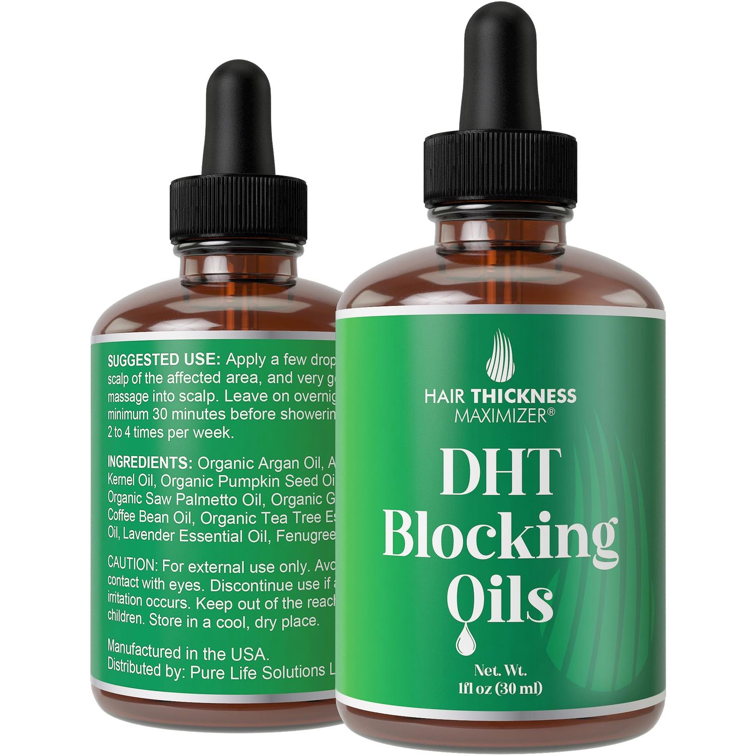 DHT Blocker for Women &amp; Men - Vegan Thickening, Moisturizing &amp; Strengthening Hair Serum - Topical Scalp Oil for Weak, Frizzy, Dry Hair - 1oz - DHT Blocking Oil