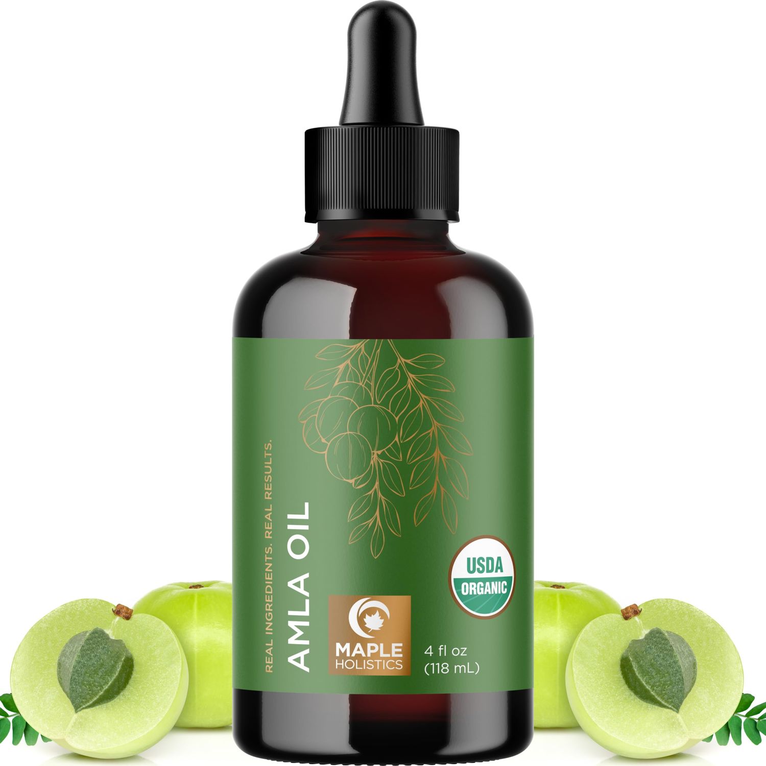 Organic Amla Oil for Hair Growth - 100% Pure Amla Hair Oil for Hair Growth &amp; Hydration - Cold-Pressed Extra Virgin Unrefined Non-GMO &amp; USDA Organic Hair Oil for Dry Hair and Scalp Care (4 Fl Oz)