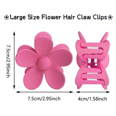 Hair Claw Clips, 8PCS Flower Hair Clips, Large Claw Clips for Women Thick Hair, Big Cute Dasiy Hair Clips, Non Slip Strong Hold for Women, Hair Accessories for Women Girls Gifts 8 Colors